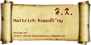 Haltrich Koppány névjegykártya